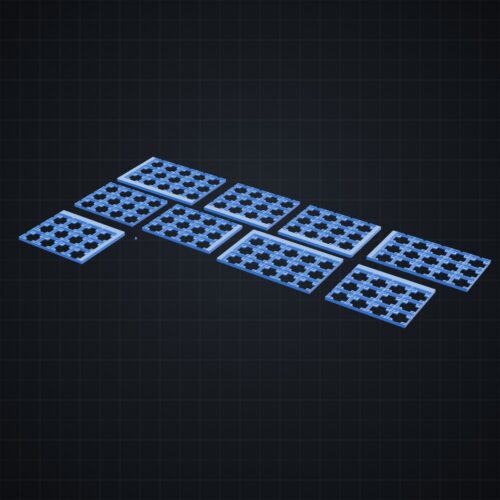Gridfinity: podstawa do szuflady 565 x 405 mm (9 części + 44 klipsy) - wizualizacja 3D Gridfinity: podstawa do szuflady 565 x 405 mm (9 części + 44 klipsy) - wizualizacja 3D