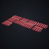 Gridfinity: podstawa do szuflady 565 x 405 mm (9 części + 44 klipsy) - Czerwony - wizualizacja 3D
