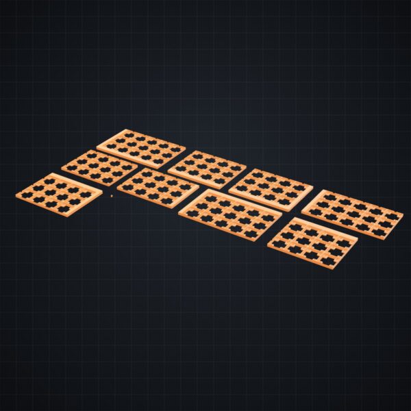 Gridfinity: podstawa do szuflady 565 x 405 mm (9 części + 44 klipsy) - Pomarańczowy - wizualizacja 3D