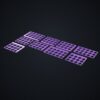 Gridfinity: podstawa do szuflady 565 x 405 mm (9 części + 44 klipsy) - Silk fioletowy - wizualizacja 3D