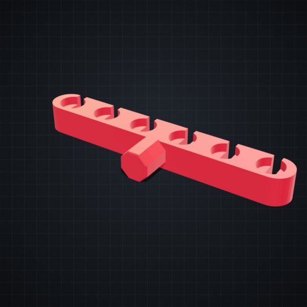 Multiboard: uchwyt na 6 pilników iglakowych - Czerwony - wizualizacja 3D Multiboard: uchwyt na 6 pilników iglakowych - Czerwony - wizualizacja 3D